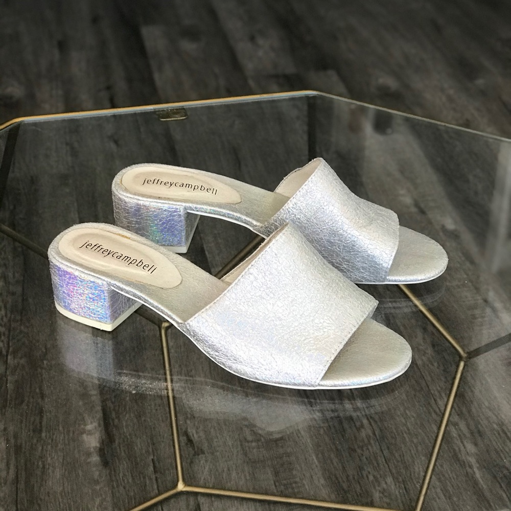 Jeffrey Campbell Holographic Block Heeled Mules